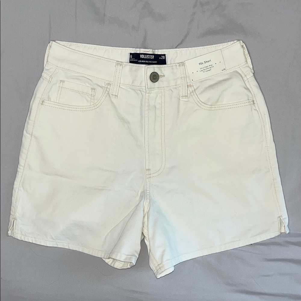 Hollister White Ultra High-Rise 90s Jean Shorts